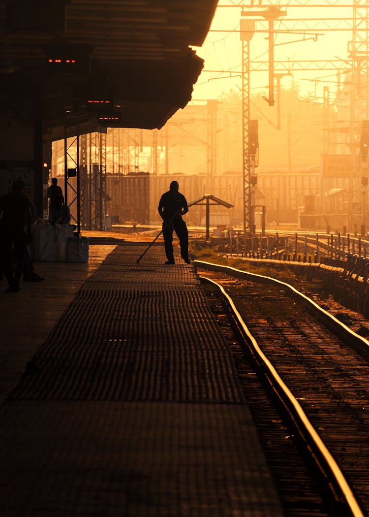 Railroad Platform At Sunrise