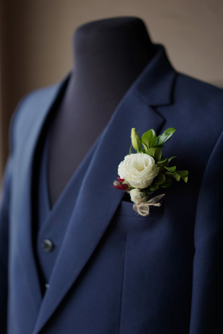 Tuxedo With Flowers In Boutonniere On Mannequin