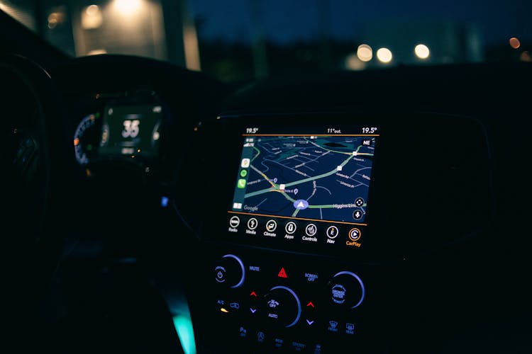 Close Up On GPS In Car