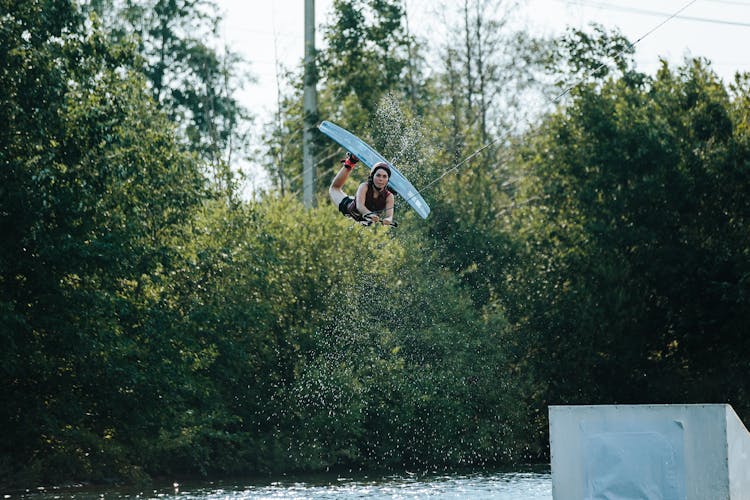 A Woman Wakeboarding