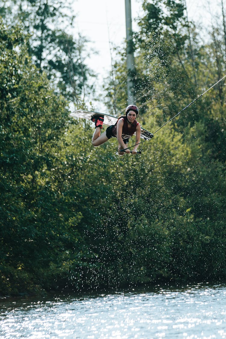 A Woman Wakeboarding