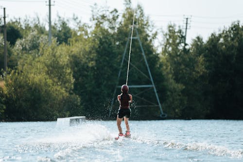 A Woman Wakeboarding