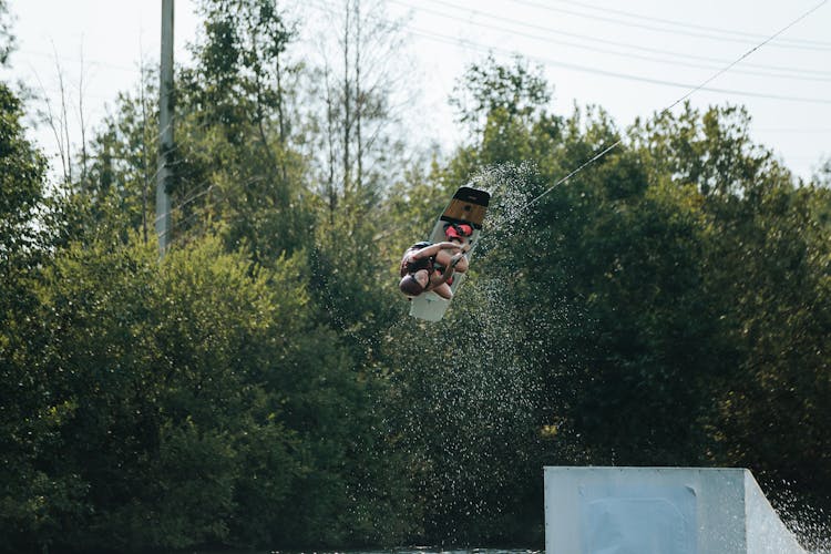 A Woman Wakeboarding