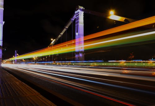 交通系統, 光跡, 夜間攝影 的 免費圖庫相片