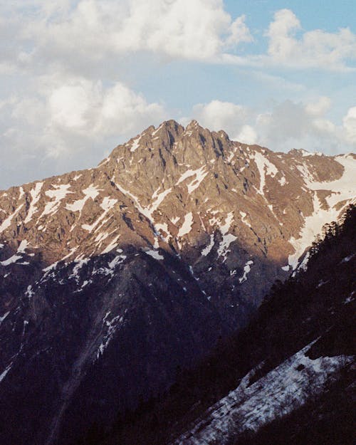 Sunlit Mountain on a Winter Day 