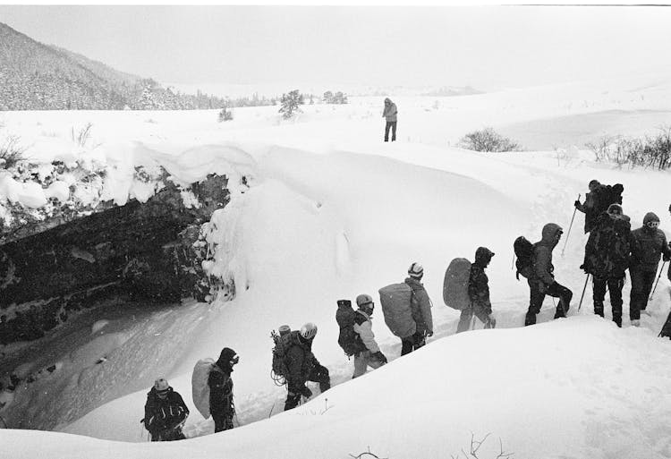 Mountain Climbing In Snowstorm 