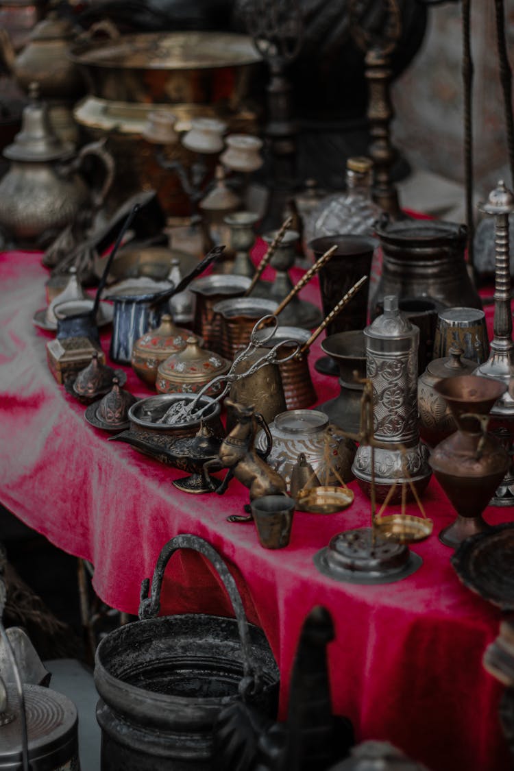 Various Antiquities On Table