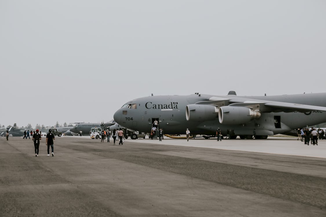 A plane after landing in Canada