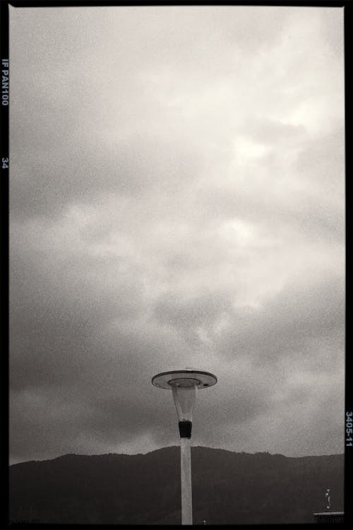 Monochrome Photo of a Street Lamp