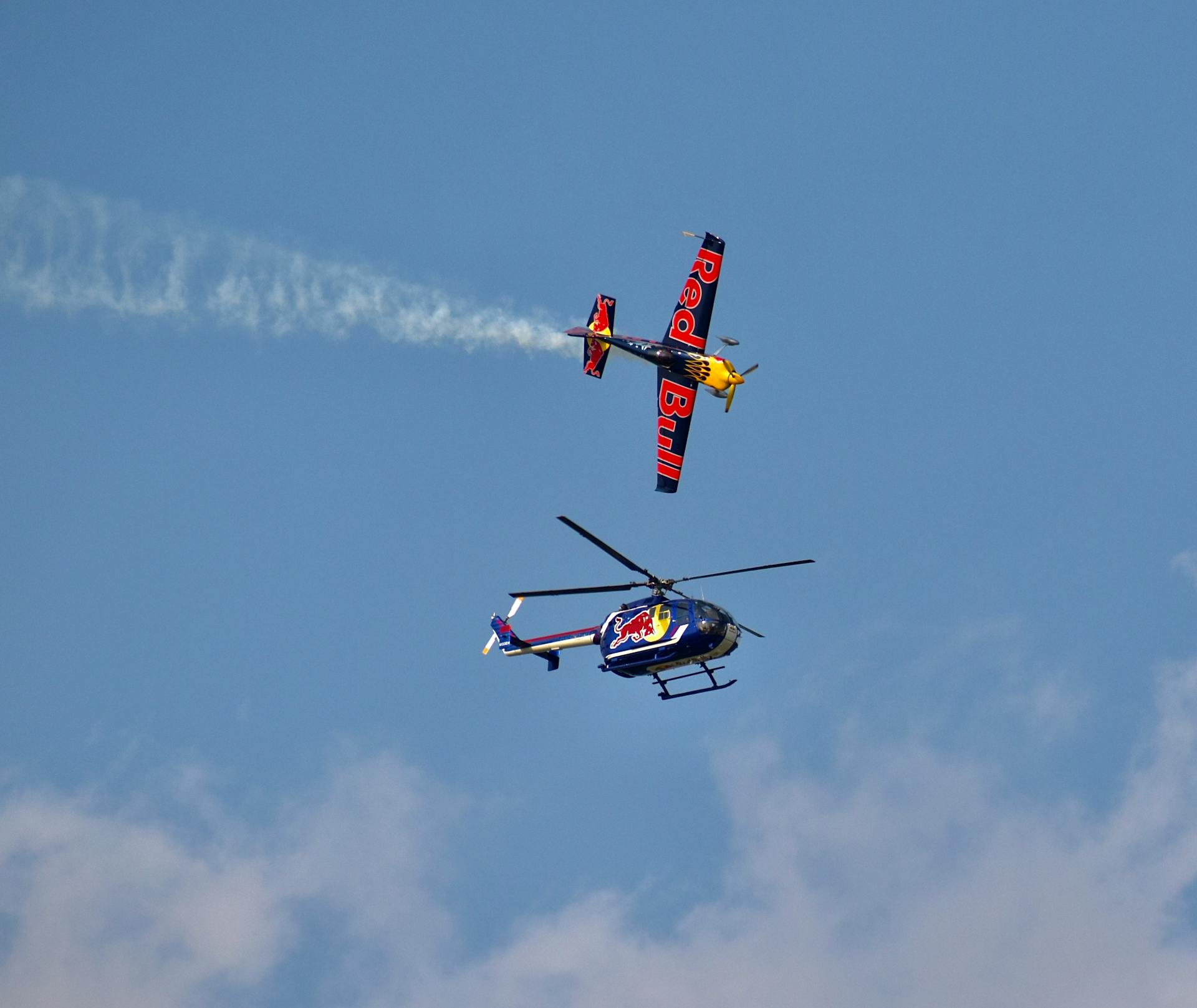 Airplane and Helicopter of Red Bull Air Force