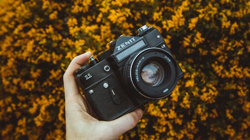 Person Holding Zenit SLR Camera