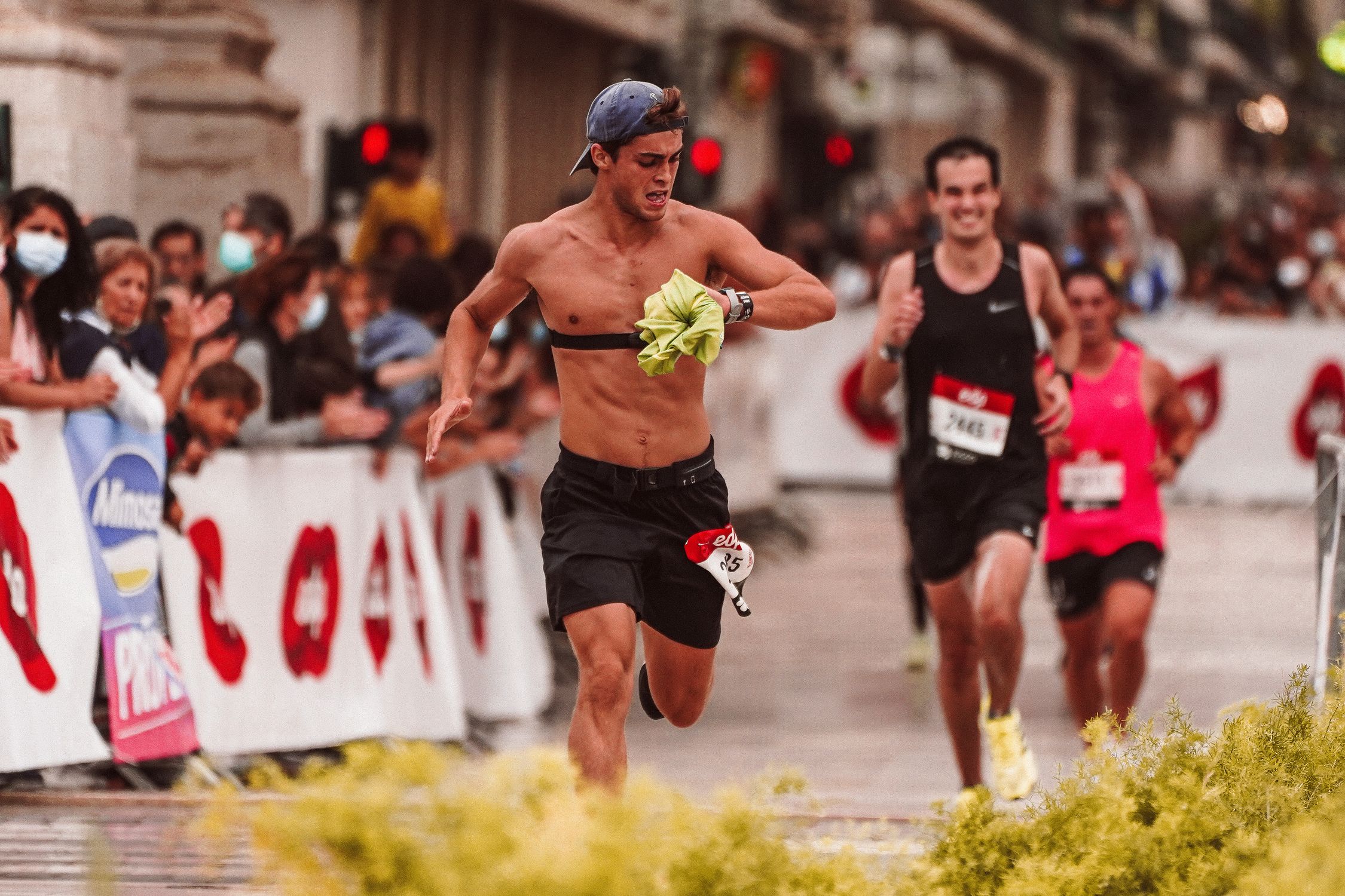 Shirtless Man Running in a Race · Free Stock Photo