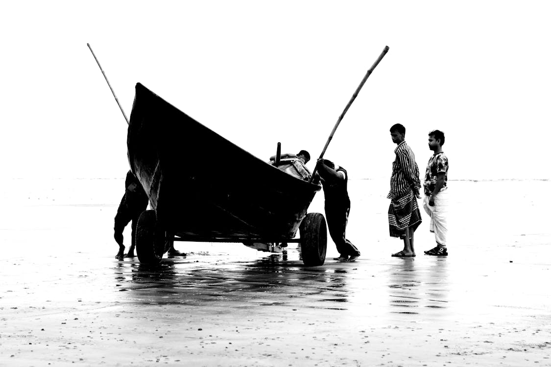 Black Outboard Boat