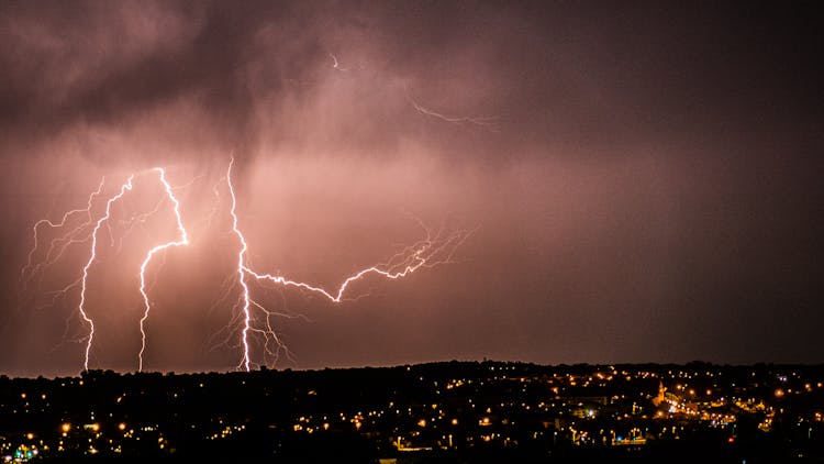 Lightnings On Night Sky