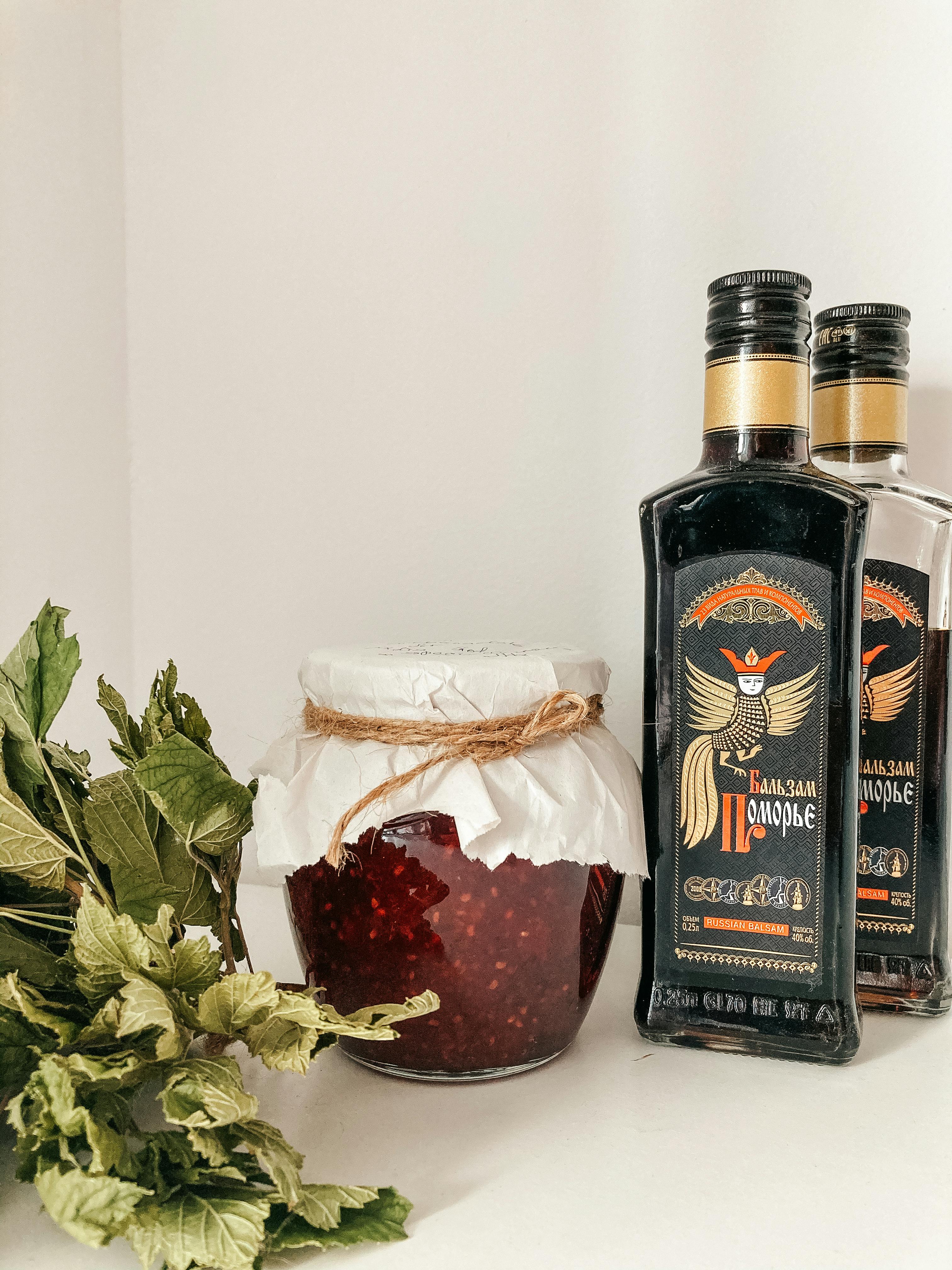 Jam and Bottles of Liquor · Free Stock Photo