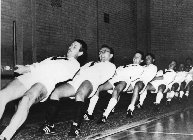 Man During Tug Of War Game