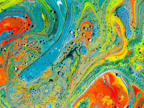 Colorful abstract acrylic painting featuring vivid swirls and patterns, perfect for modern decor.