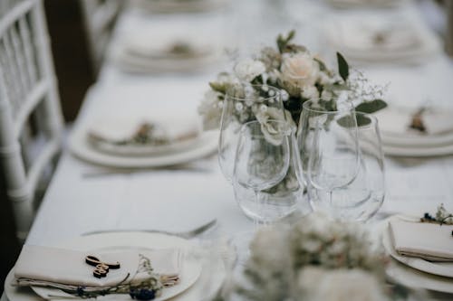 Free Tableware and Flowers Stock Photo