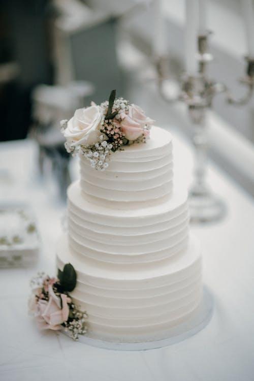 Close-Up Shot of a White Cake