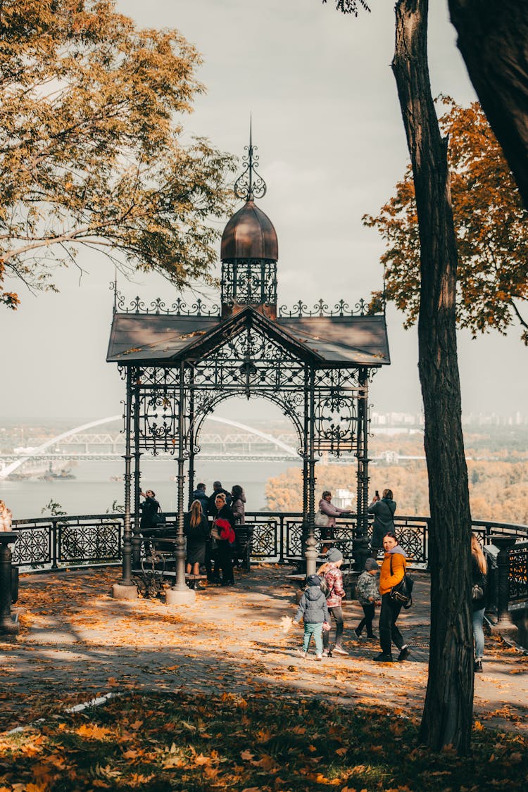 Forged Arch On Hill In Park