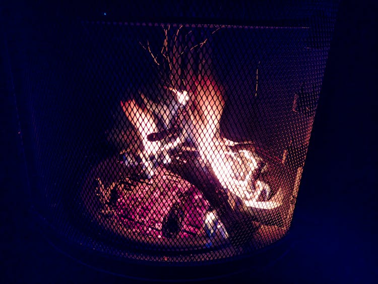 Burning Wood In The Fire Pit