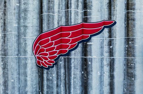 Free Artistic red wing graffiti on an industrial wall, Red Wing, MN. Stock Photo