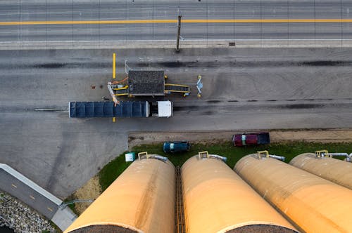 Overhead View of Coal Silos and Truck