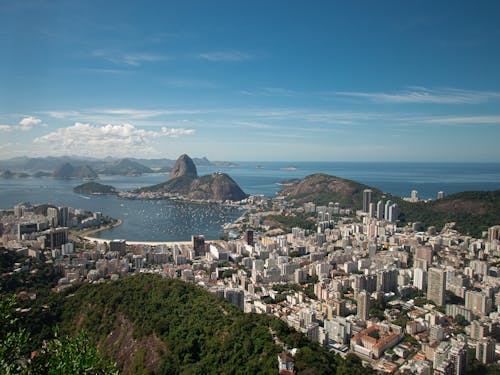 Rio de Janeiro City on Ocean Shore in Brazil