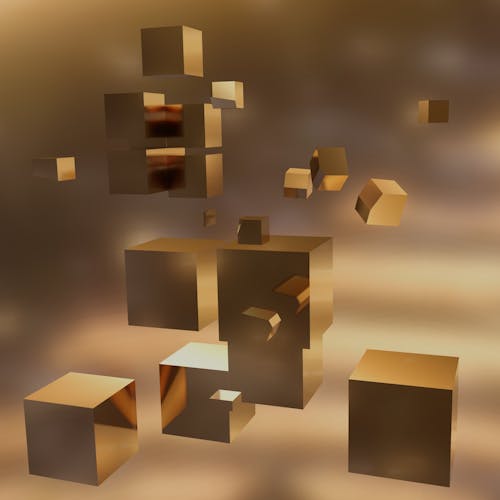 Shining Cubes on Blurry Background