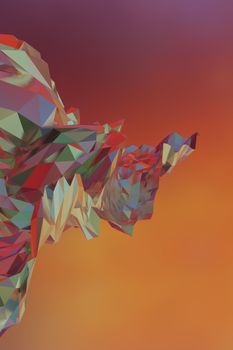 Colorful polygonal abstract art on a warm gradient background.