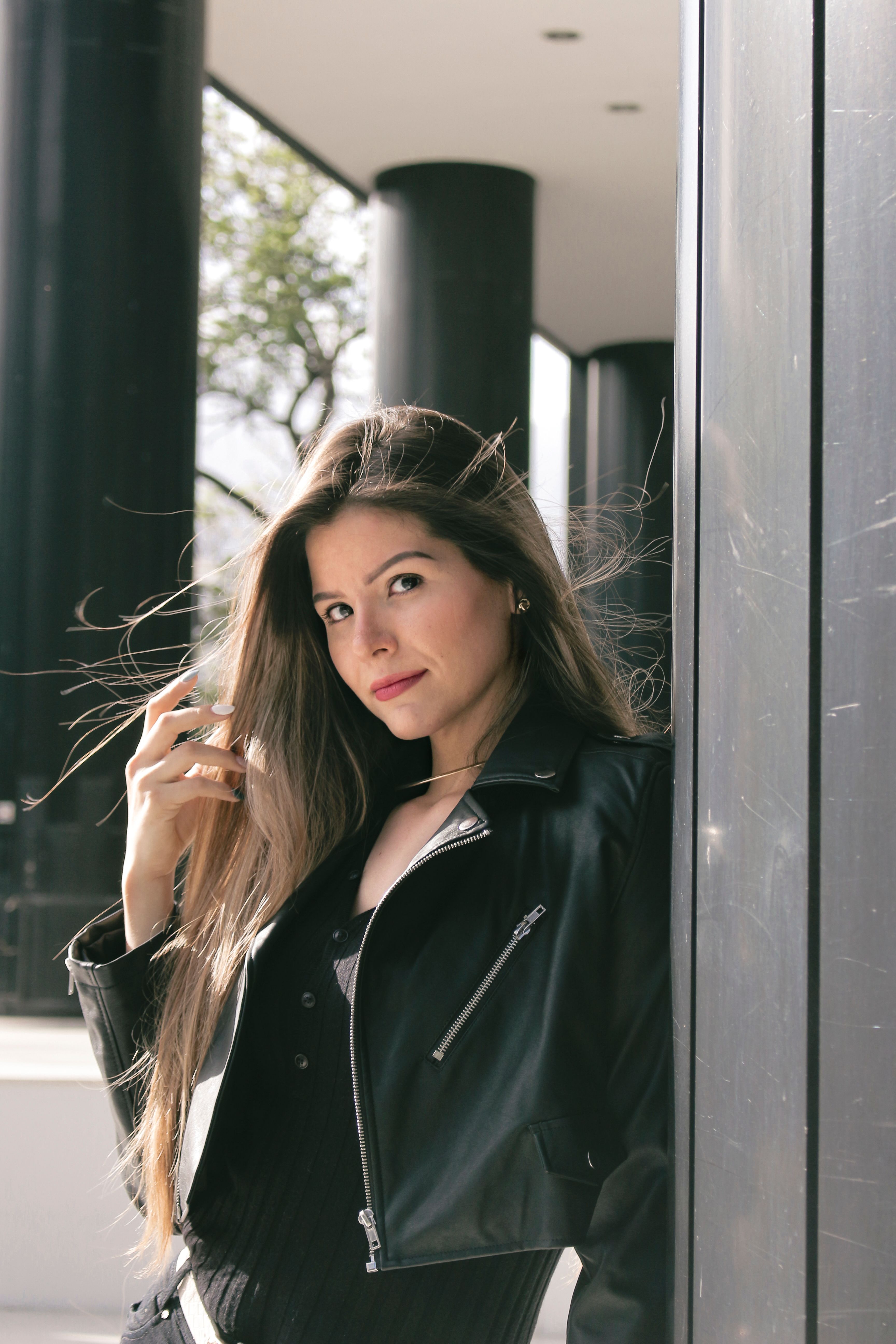 A Woman in Black Leather Jacket · Free Stock Photo