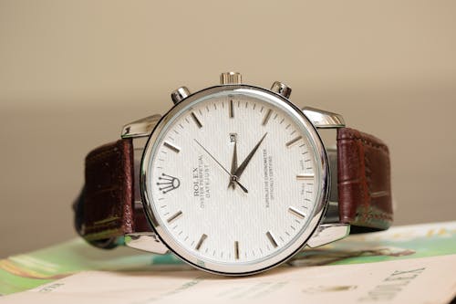 Free Rolex Wristwatch with Leather Straps Stock Photo