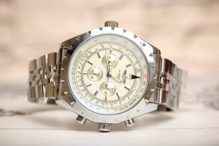 Silver Round Chronograph Watch