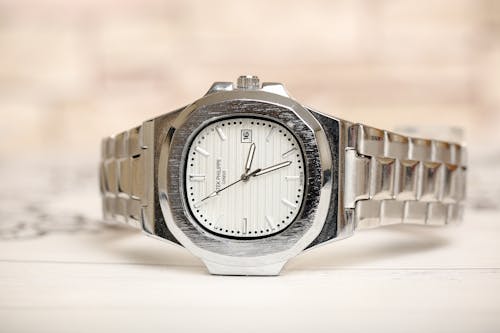 Free Classic Silver Patek Philippe Analog Watch Stock Photo