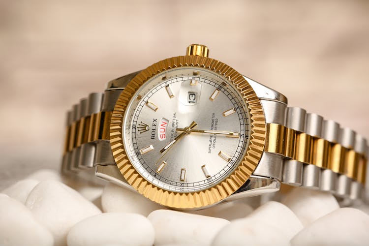 Gold And Silver Rolex Analog Watch