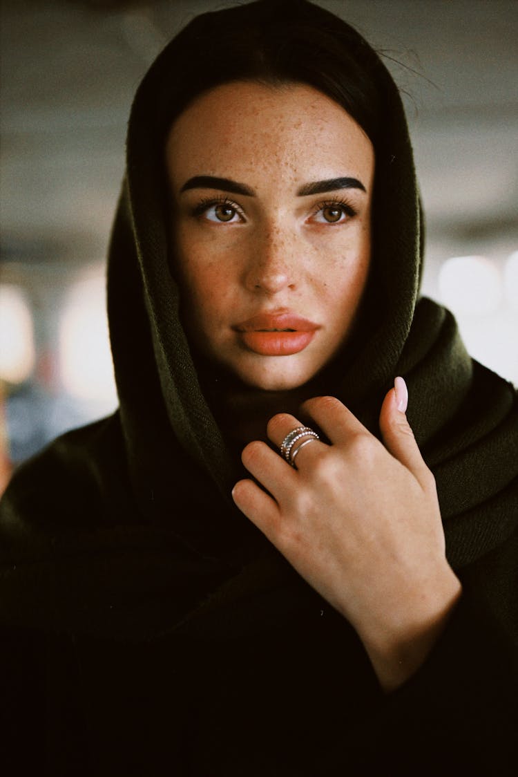 Portrait Of Woman In Head Covering Looking At Camera