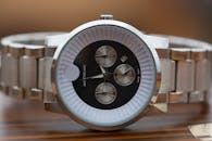 Silver and White Round Chronograph Watch