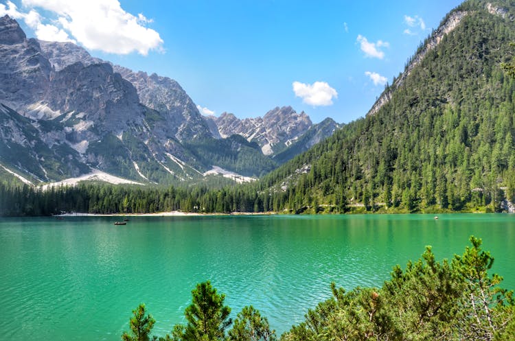 Emerald Lake In Mountains