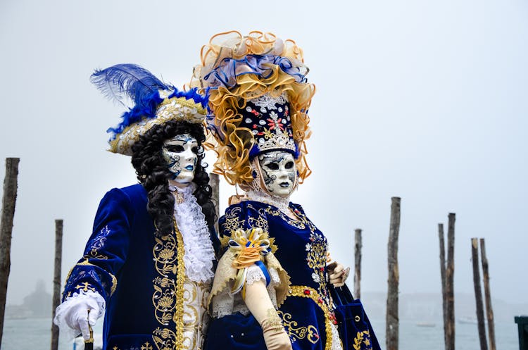 Couple In Carnival Costumes 