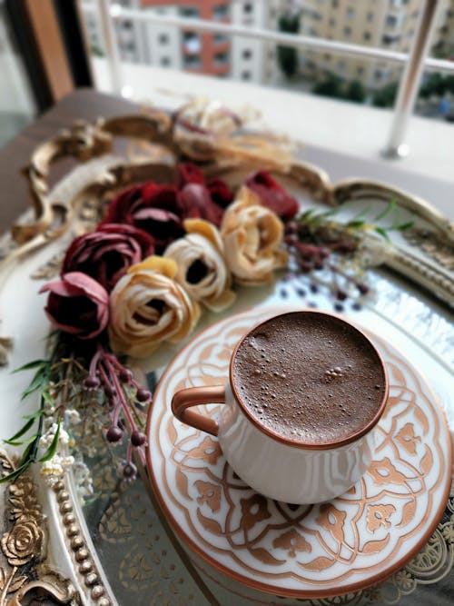 Brown Liquid in White Ceramic Cup 