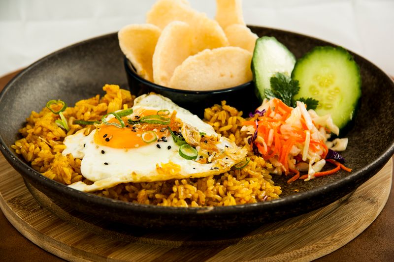fried rice with scrambled egg and mixed vegetables