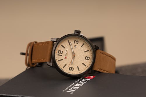 Free Wristwatch with Leather Strap  Stock Photo