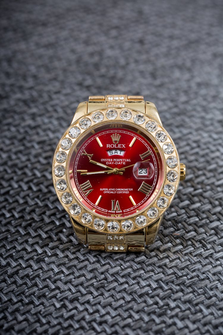 Gold With Diamonds Analog Watch