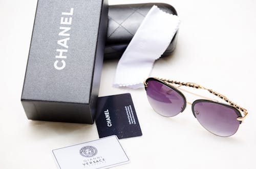 Free Chanel Sunglasses with a Box and a Case Stock Photo