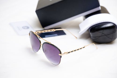 Free Chanel Sunglasses with a Box and a Case Stock Photo
