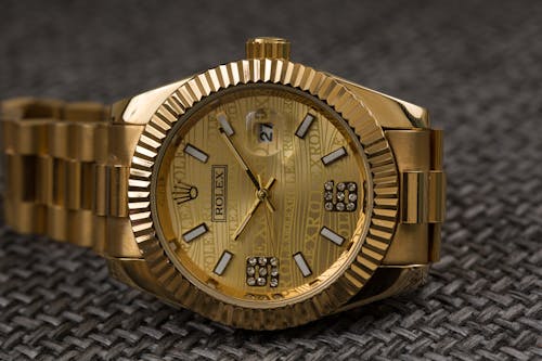Free A Gold Wristwatch with Diamonds Stock Photo