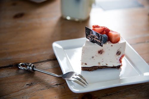 Sliced of Cake on White Ceramic Plate