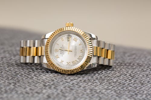 Gold and Silver Wristwatch