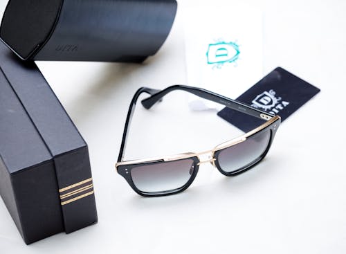 Free DITA Sunglasses and Black Leather Case Stock Photo