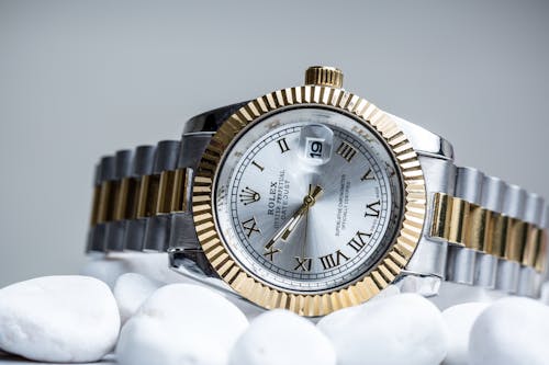 Gold and Silver Round Analog Watch